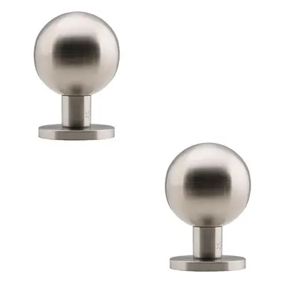 2x Round Mortice Door Knob Satin Stainless Steel 50mm Rose Modern Handle