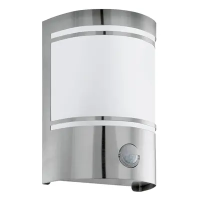 IP44 Outdoor Wall Light & PIR Motion Sensor Stainless Steel x 40W E27 Bulb