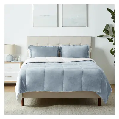 Amazon Basics Piece Bedding Set, Micromink Sherpa, Ultra-Soft, Warm All Season Comforter, Full/Q