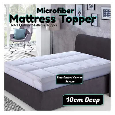 (10cm Microfibre Mattress Topper (King)) Mattress Toppers Microfiber 10cm/4inch Hotel Quality Bo