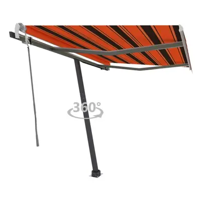 vidaXL Freestanding Manual Retractable Awning 300x250 cm Orange/Brown Outdoor