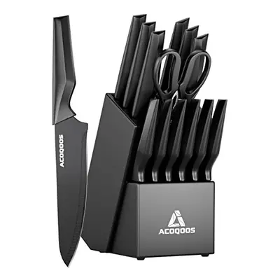 Knife Set with Block, Kitchen Knife Sets Piece with Built-in Sharpener, Kitchen Knives for Chopp