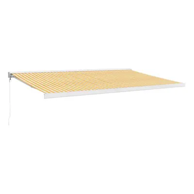 vidaXL Retractable Awning Canopy Yellow and White 5x3 m Fabric and Aluminium