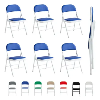 (PACK OF 6, BLUE) 1/2/4/6 Faux Leather padded Foldable Chairs