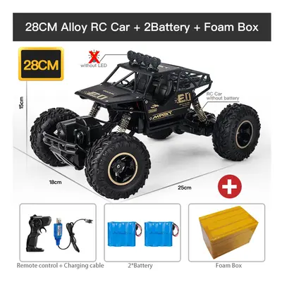 (28CM Black 2B Alloy) ZWN 1:16 4WD RC Car With Led Lights Radio Alloy Remote Control Cars Buggy 