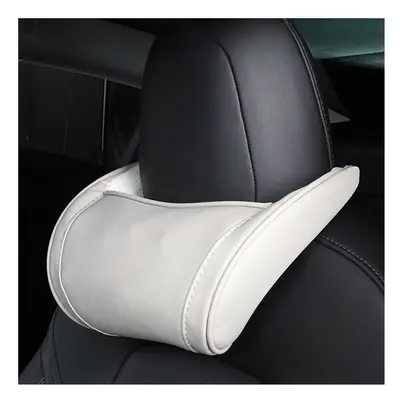 (White) For Tesla Model Model Y Model X Pillow Leather Styling Memory Soft Comfortable