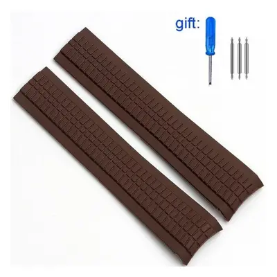 (brown no buckle 21mm with logo) Watch Band For Patek Philippe 5164a 5167a 5168a Silicone Aquana