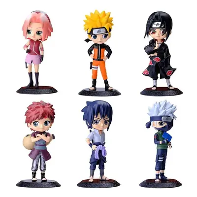 (6Pcs) 15.5cm Anime Figure Kawaii Uzumaki Hatake Kakashi Gaara Uchiha Sasuke Qposket Figural PVC