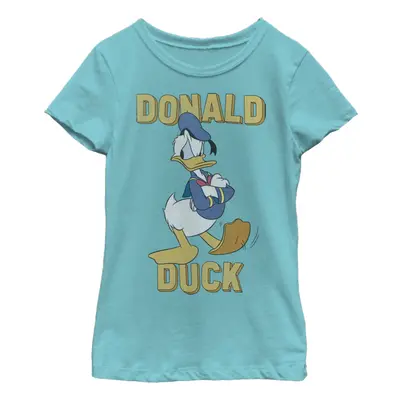 Disney Characters Donald Duck Girl's Solid Crew Tee Tahiti Blue Larg