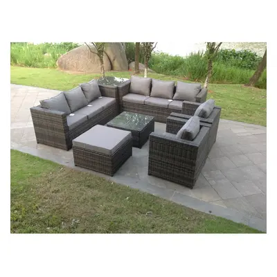 (square table +side table, with rain covers) seater rattan garden patio furniture sofa chair