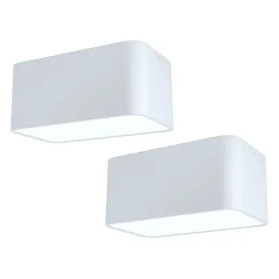 2 PACK Wall / Ceiling Light White Aluminium Twin Downlight 1x 28W E27 Bulb