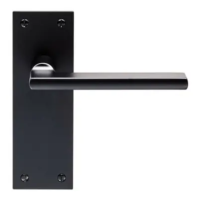 PAIR Straight Bar Handle on Slim Latch Backplate x 50mm Matt Black