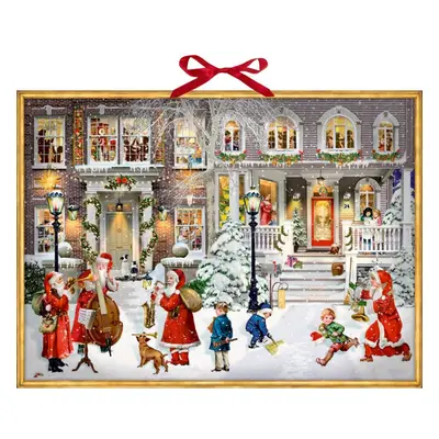 Large Deluxe Traditional Musical Christmas Carol Card Advent Calendar - Music In The Street