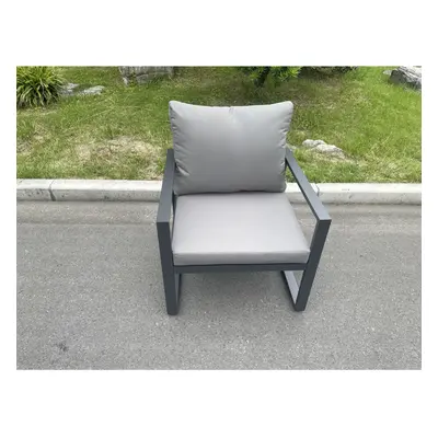 Fimous Aluminum Outdoor Garden Furniture Single Arm Chair Sofa With Seat And Back Cushion Dark G