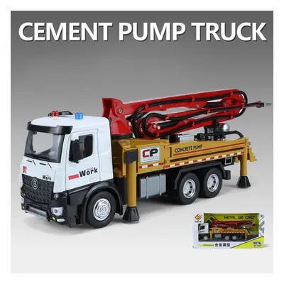 (red, 1/18-Size:32*12.5*10cm) 1/18 Alloy Car Cement Pump Model, Pressure Cast Metal Concrete Con