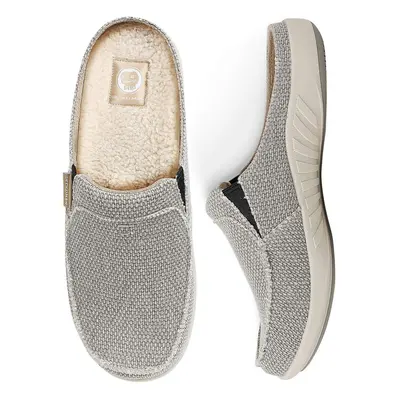 House Slippers for Men Canvas House Slipper for Men with Fuzzy Wool I