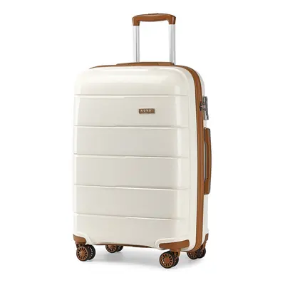 (Cream, inch) 20/24/28 Inch PP Hard Shell Suitcase Travel Trolley With TSA Lock