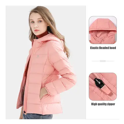 (Pink-F, M) GOLDEN CAMEL Jacket for Women and Men Waterproof Outdoor Warm Duck Down Jacket Hoode