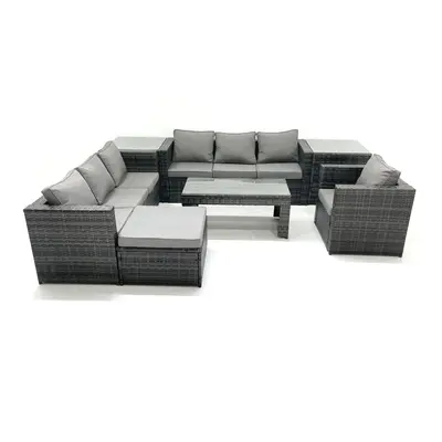 Fimous Rattan Garden Furniture Set Outdoor Seater Patio Conversation Sets with Glass Top Coffee 