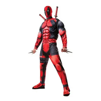 Rubies Mens Marvel Universe Classic Muscle Chest Deadpool Costume, Red, Standard