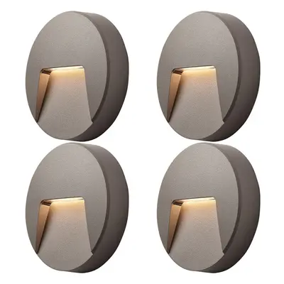 4 PACK Round Outdoor IP65 Pathway Guide Light - Indirect CCT LED - Grey ABS