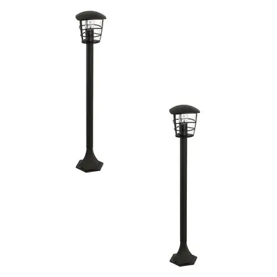 2 PACK IP44 Outdoor Bollard Light Black Lantern 1x 60W E27 Bulb Lamp Post