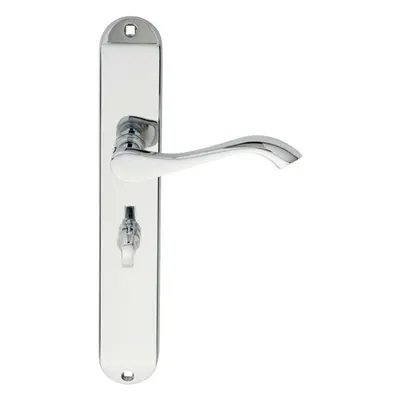 PAIR Curved Lever on Long Slim Bathroom Backplate x 40mm Polished Chrome