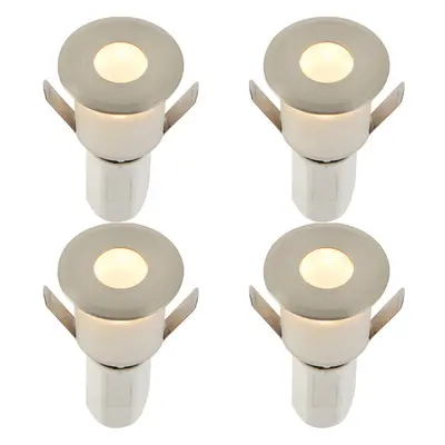 4 PACK Recessed Decking IP67 Guide Light - 1.2W Warm White LED - Satin Nickel