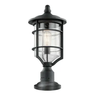 Outdoor IP44 Bulb Wall Ground Pedestal Light Distressed Black LED E27 60W