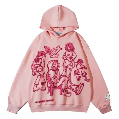 (pink, S) Aelfric Eden Men Graphic Hoodies Vintage Printed Hoodie Sweatshirt Casual Oversized St