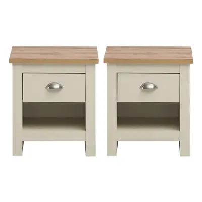 Lisbon Cream 2x Bedside Table Cabinet Bedroom Nightstand Drawer