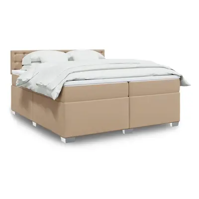 vidaXL Box Spring Bed with Mattress Cappuccino 200x200 cm Faux Leather