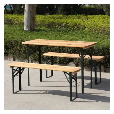 BIRCHTREE PCS Wooden Folding Beer Picnic Dining Outdoor Table Bench Set 1.17m