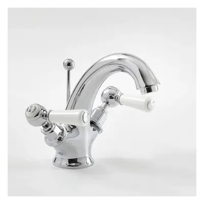 Milano Elizabeth - Traditional Mono Basin Mixer Tap Lever Handles - Chrome White