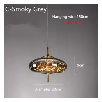 (grey, C-semicircle) Nordic Net Red Bedside Chandelier Girl Light Luxury Long Line Personality A