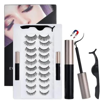 Magnetic Eyelashes With Eyeliner Kit,10 Pairs Reusable Magnetic Lashes