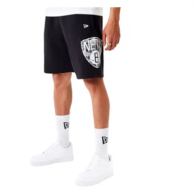 (XL, Black) New Era Brooklyn Nets Team Logo Oversized Joggers Sweatshorts Bottom - Black