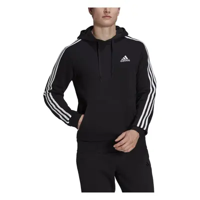 adidas Men's Standard Essentials Fleece 3-Stripes Hoodie Black/White