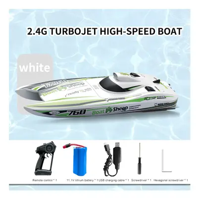 (WHITE) TX768 RC Boat 2.4G Brushless High Speed Remote Control Ship 30km/h Professional Speedboa