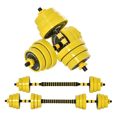 HOMCOM 20KG Barbell & Dumbbell Set Fitness Exercise Home Gym Plate Bar Clamp Rod