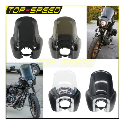 (black screen only) Club Style Sport Fairing 3/4" Inch Head Light Front Lamp Fairing Windshield