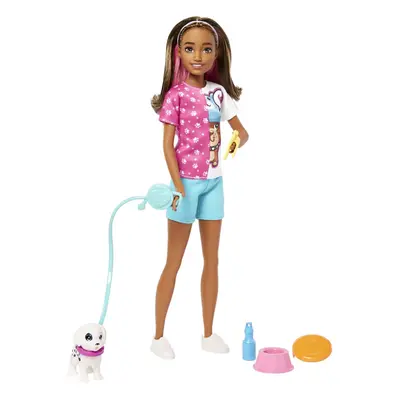 Toys, Skipper Doll and Dog Walker Playset with Puppy and Accessories, First Jobs, HKD77