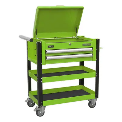 Heavy Duty Tool & Parts Trolley - x x 900mm - Lockable Top - Green