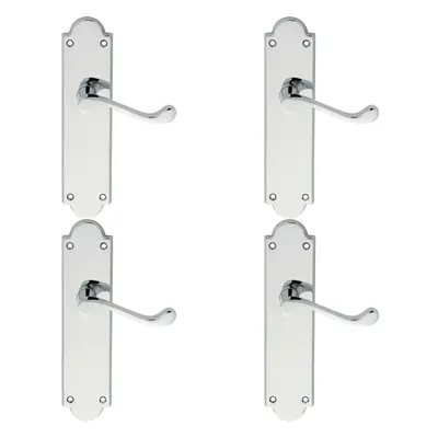 4x PAIR Victorian Scroll Handle on Latch Backplate x 49mm Polished Chrome