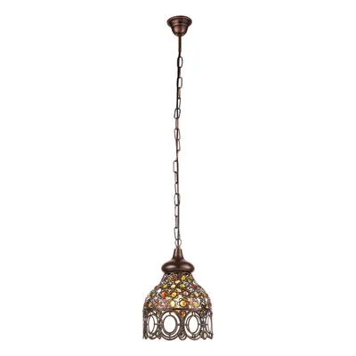 Hanging Ceiling Pendant Light Antique Copper & Coloured Glass 1x 60W E27 Bulb