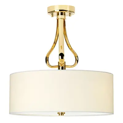 IP44 Bulb Semi Flush Light White Lamp Shade Bulb Incl French Gold LED G9 3.5W