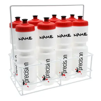 8 PACK 750ml Pull Top Sports Water Bottle & Carrier Holder - Training Team Lid