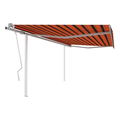 Manual Retractable Awning with Posts 4x3 m Orange and Brown