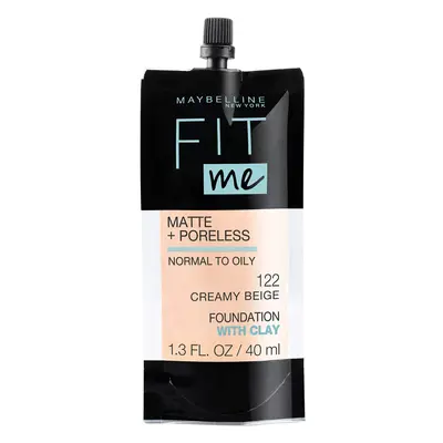 Maybelline New York Fit Me Matte + Poreless Liquid Foundation Pouch Format Creamy Beige 1.3 Ounc