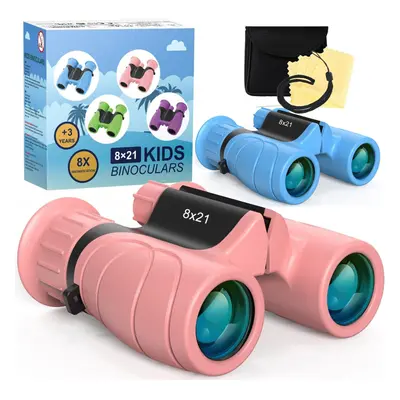 (Blue) 8X21 Kids Binoculars Toy Telescope Set for Outdoor